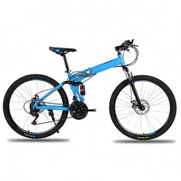 Mnjin Bici Mountain Bike Pieghevole a 21 velocità per Sport all'aperto, Biciclette a Sospensione Completa, Telaio in Acciaio al Carbonio, Freno a Doppio Disco, Mountain Bike con Ruote da 26 Pollici