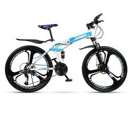 Mountain Bike Bici pieghevoli Mountain Bike Pieghevole per Adulti da 26 Pollici, Fuoristrada Ammortizzante, pendolari per Studenti e Studentesse, Bici da Strada Urbana-Bianco Blue_21 Speed_26 Pollici