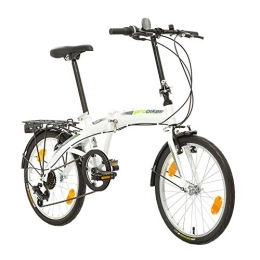 Multibrand Distribution Bici pieghevoli Multibrand, PROBIKE FOLDING 20, 20 pollici, 310 mm, City Bike pieghevole, 6 velocità, Unisex, anteriore e posteriore Mudgard, Shimano, Bianco Verde (Bianco-Verde)