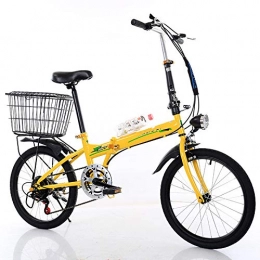 MUXIN Bici MUXIN Bicicletta Pieghevole in Alluminio 20 Pollici, con Cesti, Trasporto Facile Uomo, Pieghevole Pieghevole Regolabile City Bike Biciclette Scuola Sport, Giallo