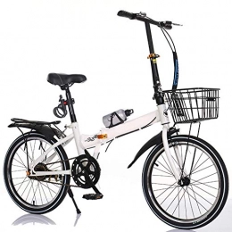 MYRCLMY Bici pieghevoli MYRCLMY Biciclette per Maschi E Femmine Studenti Pieghevole, Adulti Possibile Utilizzare Una Sola velocità Freno di Stazionamento 16 Pollici 20 Pollici Ultra-Luce Portatile, Bianca, 20inch