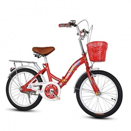 MYRCLMY Bici pieghevoli MYRCLMY Biciclette Pieghevoli Student Biciclette Portatile Bicicletta Ad Alta Acciaio al Carbonio Bicicletta Pieghevole Biciclette Pieghevoli per Uomo E Donna 100Kg di Carico, Rosso, Giallo, A, 18inch