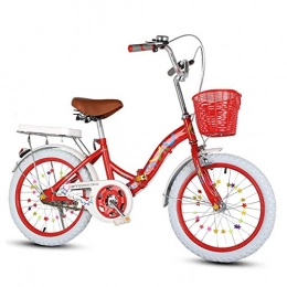 MYRCLMY Bici pieghevoli MYRCLMY Biciclette Pieghevoli Student Biciclette Portatile Bicicletta Ad Alta Acciaio al Carbonio Bicicletta Pieghevole Biciclette Pieghevoli per Uomo E Donna 100Kg di Carico, Rosso, Giallo, B, 22inch