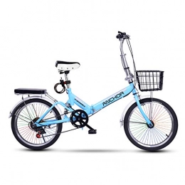 MYRCLMY Bici pieghevoli MYRCLMY Folding Bike, 20 Pollici Leggero Mini Piccolo Portatile Biciclette Studente Pieghevole velocità Biciclette Assorbimento degli Shock Encrypted Spoke Wheel, Blu