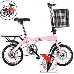 NANANA Bici NANANA 14 / 16 / 18 / 20 Pollici Mini Bicicletta Pieghevole, Adulto Uomo Donna Leggera Bici da Cittagrave per Adulto Alunno Bicicletta, Cerchi in Lega di Alluminio, 4 Taglie, Rosa, 14inch