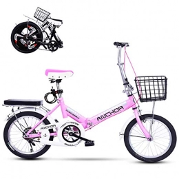 NANANA Bici NANANA 20 Pollici Leggero Mini Bici Pieghevole Piccola Bicicletta Portatile Studente Adulto Ruota Pieghevole Cambio Freno a Disco Unisex Assorbimento degli Urti Bicicletta, 150x110 Cm, Rosa, A