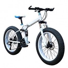 ndegdgswg Bici Ndegdgswg Mountain Bike, 24 / 26 pollici, doppio freno a disco ammortizzatore fuori strada trasmissione spessa pneumatici pieghevole spiaggia motoslitta 26 pollici 21speed Whitesnow