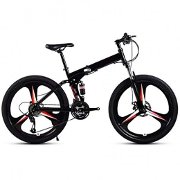 ndegdgswg Bici ndegdgswg Mountain Bike Pieghevole, Mountain Bike con Doppio Ammortizzatore a velocità Variabile per Studenti da 24 / 26 Pollici per Adulti 24inches21speed Blackandredthreeknifewheel