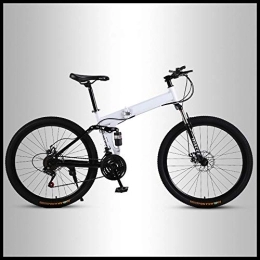 OFAY Bici pieghevoli OFAY Mountain Bike Pieghevole Studenti Fuoristrada Adulti Uomini E Donne Race Bike Pendolare Bicicletta Pieghevole Pendolarismo Bicicletta MTB con Ruota A Raggi, Bianca, 24 Speed