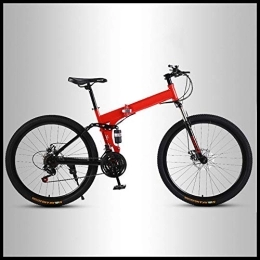 OFAY Bici pieghevoli OFAY Mountain Bike Pieghevole Studenti Fuoristrada Adulti Uomini E Donne Race Bike Pendolare Bicicletta Pieghevole Pendolarismo Bicicletta MTB con Ruota A Raggi, Rosso, 21 Speed