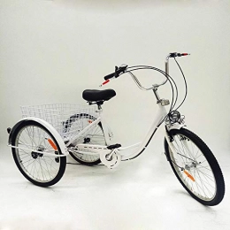 OU BEST CHOOSE Bici pieghevoli OU BEST CHOOSSE - Triciclo pieghevole a 6 velocità, 24", per adulti, anziani, shopping, triciclo pieghevole, con cestino (bianco)