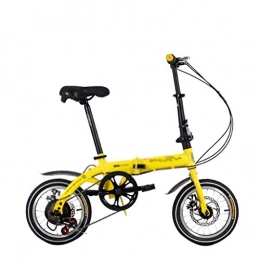 COS NI Bici Piccola Bici Assorbimento Urti Bicicletta Pieghevole Portatile Viaggi Bicicletta Studente di Scuola Universale della Bicicletta Alta Portante 14 Pollici Ciclismo all'aperto (Color : Yellow)