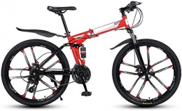 VVBGTS Bici Pieghevole MountainBike 26 bici pieghevole pollici di montagna, 10 Cutter Ruote Steel alto tenore di carbonio Telaio a velocità variabile Doppio assorbimento degli urti, All Terrain adulti rapida pieg