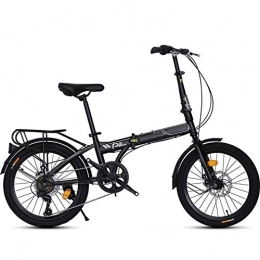 Qinmo Bici Qinmo 20 Pollici a 7 velocit Folding Bike con Pedali Bicicletta Pieghevole con Rimovibile Grande capacit City Bike Leggero della Bicicletta for Adolescenti e Adulti (Color : Black)