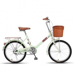Qinmo Bici Qinmo Adulti Citt Retro Biciclette, in Lega di Alluminio da 20 Pollici Rim Luce Commuter Bike Sedile Regolabile e Manubrio con Sedile Posteriore (Color : Green)