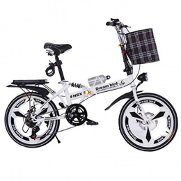 Qinmo Bici Qinmo Pieghevole Bicicletta Freni a Disco da 20 Pollici Spostamento Assorbimento di Scossa Unisex Ultra-Light Portable Bicicletta Pieghevole (Color : 150 * 35 * 110cm-white)