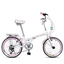 Qinmo Bici Qinmo Super Leggero Pieghevole Bike, Anteriore e Posteriore V Freni 20 Pollici Adulti Commuter Bicicletta 7 velocit di Alluminio Lega (Color : Pink)