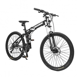 Qj Bici Qj 26 Bici Pollici di Montagna, 27 Marce a Doppia Sospensione per Mountain Bike, Alluminio Telaio della Bicicletta, Sedile Regolabile Alpino Bicicletta, Nero, Foldable