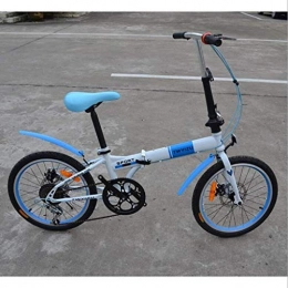 Rong Bici pieghevoli Rong 20 Pollici Pieghevole Bicicletta Pieghevole Bicicletta 7 velocità della Bicicletta del Freno a Disco Cambiamento freeriding Bicicletta (Color : Blue)