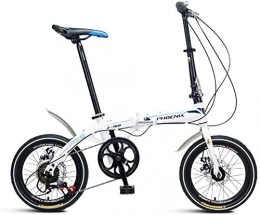 Rong Bici Rong Biciclette Pieghevoli Bicicletta Pieghevole 16 Pollici Biciclette Leggero Adulti Uomini e Donne Esterna Bicicletta Pieghevole (Colore: Bianco, Dimensioni: 130 * 30 * 83 Centimetri)