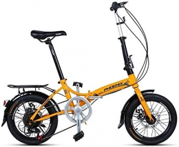 Rong Bici Rong Biciclette Pieghevoli Bicicletta Pieghevole 16 Pollici Uomini e Donne Modelli Leggeri Bici Adulta Auto Doppio Freno a Disco della Bicicletta Pieghevole (Colore: Giallo, Dimensioni: 150 * 30 * 96