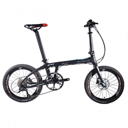 SAVA Bici Sava 20" Bicicletta Pieghevole di Fibra di Carbonio Shimano 3000 Sistema di Trasmissione 9-velocità CSTE Pneumatici Facile da Trasportare (Nero Blu)