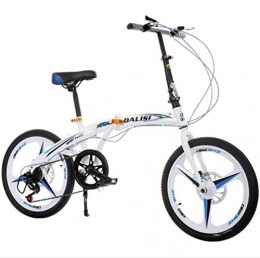 SHIN Bici SHIN Mountain Bike Pieghevole Uomo Bici Alluminio Donna Bicicletta Adulto Leggera Mini Unisex City Bike Donna Ruote Da20 Pollici, 7 velocità, Regolabile Sella Comoda / Bianco