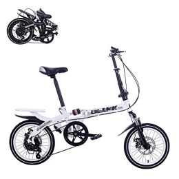 SLRMKK Bici SLRMKK Bicicletta Pieghevole per Adulti, Bicicletta Portatile da 14 / 16 Pollici, Regolazione della velocità a 6 velocità, Freni a Doppio Disco, Sedile Regolabile, Bicicletta da pendolare Pieghevole ad