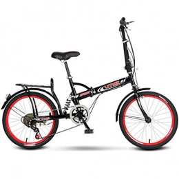 SXRKRZLB Bici SXRKRZLB Bici Pieghevoli 20inch Portatile Pieghevole Biciclette Ammortizzante Donne Biciclette e Man City Commuter Biciclette, Rosso-Nero (Color : 6 Speeds)