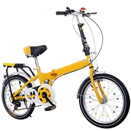 SYCHONG Bici SYCHONG 20" Pieghevole Biciclette, A velocità Variabile, Doppio Freno Antiscivolo, con Sella Regolabile E Manubrio, Adatto Ai Bambini, Giallo