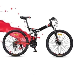 SYCHONG Bici SYCHONG Bicicletta Pieghevole, 24" Uomini Assorbimento Mountain Bike 24 velocità Bicicletta Pieghevole Doppio Shock O Donne MTB, Rosso