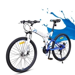 SYCHONG Bici SYCHONG Bicicletta Pieghevole, 26" Uomini Assorbimento Mountain Bike 24 velocità Bicicletta Pieghevole Doppio Shock O Donne MTB, Blu