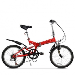 SYLTL Bici pieghevoli SYLTL Bicicletta da Città Pieghevole velocità Variabile Unisex Adatto per Altezza 160-180 cm Bicicletta Folding Doppio Assorbimento degli Urti, Rosso