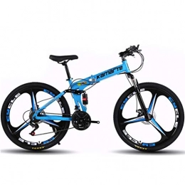 Tbagem-Yjr Bici Tbagem-Yjr 24 Pollici Complesso Ruota 27 velocità Unisex Doppia della Sospensione Pieghevoli Mountain Road Bikes (Color : Blue)
