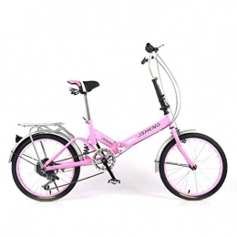 Tbagem-Yjr Bici pieghevoli Tbagem-Yjr Bicicletta Pieghevole, Bici da 6 velocità Bicicletta Pieghevole Portatile con Assorbimento degli Urti (Color : Pink)