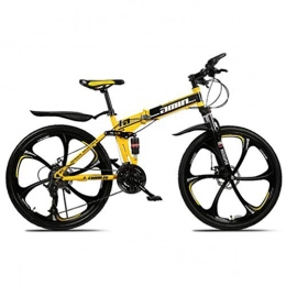 Tbagem-Yjr Bici pieghevoli Tbagem-Yjr Difficile Mountain Bike MTB Telaio Pieghevole Bici, Freno A Doppio Disco di Smorzamento Biciclette 26 Pollici (Color : Yellow, Size : 24 Speed)