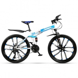 Tbagem-Yjr Bici pieghevoli Tbagem-Yjr Doppio Freestyle Freni A Disco Pieghevole Mountain Bike, Strada A Doppia Sospensione Biciclette 26 Pollici (Color : Blue, Size : 30 Speed)