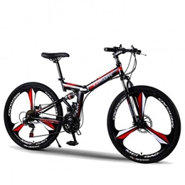 Tbagem-Yjr Bici pieghevoli Tbagem-Yjr Folding Freno A Doppio Disco for Mountain Bike da 26 Pollici, 27 velocità Unisex Sport Tempo Bicicletta City Road (Color : Black Red)