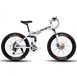 Tbagem-Yjr Bici pieghevoli Tbagem-Yjr Pendolari Città Hardtail Bike Mens MTB 26 Pollici, 27 velocità Montagna Doppia della Sospensione della Bicicletta (Color : White)