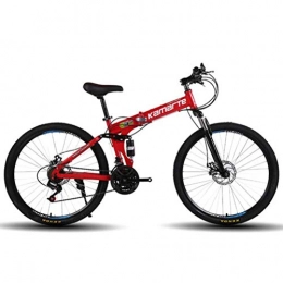 Tbagem-Yjr Bici Tbagem-Yjr Pieghevole Mountain Bike, 24 Pollici off-Road A velocità Variabile Doppio Freni A Disco City Road Bicycle (Color : Red, Size : 24 Speed)
