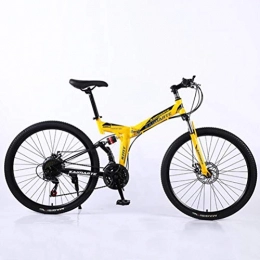 Tbagem-Yjr Bici pieghevoli Tbagem-Yjr Unisex Mountain Bike 26 Pollici Mens MTB, 24 velocità Commuter Bike Città Hardtail (Color : Yellow)