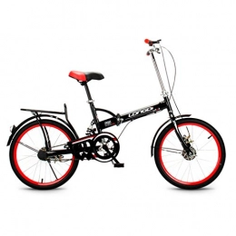 TLMYDD Bicicletta Pieghevole 20 Pollici Adulto Single Speed Shock Absorber Biciclette in Acciaio al Carbonio per Uomini e Donne Bici per Bambini, Nero/Blu/Rosa/Verde (Color : Black And Red)