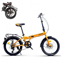 TopBlïng Bici pieghevoli TopBlïng 7a Marcia velocità Variabile, Altezza Suggerita -170 Cm, Studente Bicicletta Pieghevole Mini Bici, Adolescenti Bicicletta da Città 20 Pollici Ruota-Giallo