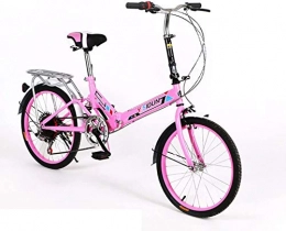 TopBlïng Bici TopBlïng Adulto Bici Pieghevole con Cesto Sedile Posteriore, 20 Pollici velocità Variabile Donna Bicicletta Pieghevole, per Commutare Strada Città Ciclismo, Mini Bicicletta da Città-Rosa 20 Pollici