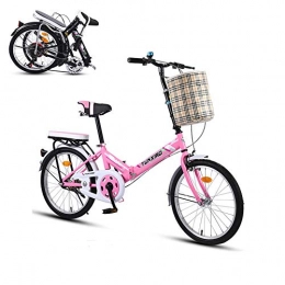 TopBlïng Bici pieghevoli TopBlïng Moda Donna Adolescenti Studente di Mini Bicicletta, Adulto Bicicletta Pieghevole velocità Singola, Telaio in Alluminio Bici da Strada Commutare Scuola Pollici con Cesto-Rosa 16 Pollici