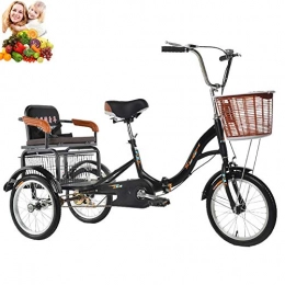 Triciclo 16 pollici adulti bambini 3 ruote bici con cestino posteriore e sedile posteriore triciclo pieghevole comodo scooter per donne anziane Biciclette 150 kg di carico Pick up bambini