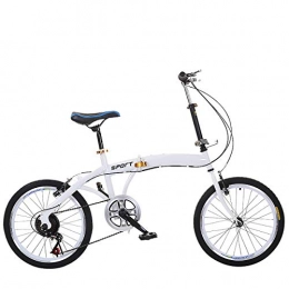 TTW Bici Pieghevole per Adulti e Ragazzo 6 velocità Dual Disc Brake City Commuter Bicicletta 20 Pollici Alta Carbonio Telaio in Acciaio Bicicletta,Bianca