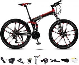 TTZY Bici pieghevoli TTZY 24-26 Pollici MTB Biciclette, Unisex Pieghevole Commuter Bike, 30 velocità con Pieghevole della Bici della Bicicletta, Doppio Freno a Disco / Rosso / C della Rotella / 24' 6-6 SHIYUE