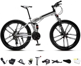 TTZY Bici TTZY Biciclette 24-26 Pollici MTB della Bicicletta, Unisex Pieghevole Commuter Bike, 30 velocità con Pieghevole della Bici della Bicicletta, Double Disc Freno / Bianco / C Ruota / 26 '' 6-11 SHIYUE