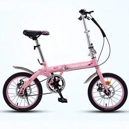 TX Bici pieghevoli TX Pieghevole 7 Dischi Posizionabili A velocità Variabile Piccola Bici Ruota A Raggi Leggero Portatile per Adulti Uomini Donne Viaggio Urbano All'aperto, Rosa, 16 Inches